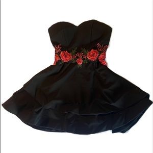 Macy’s Black Dress with Red Roses